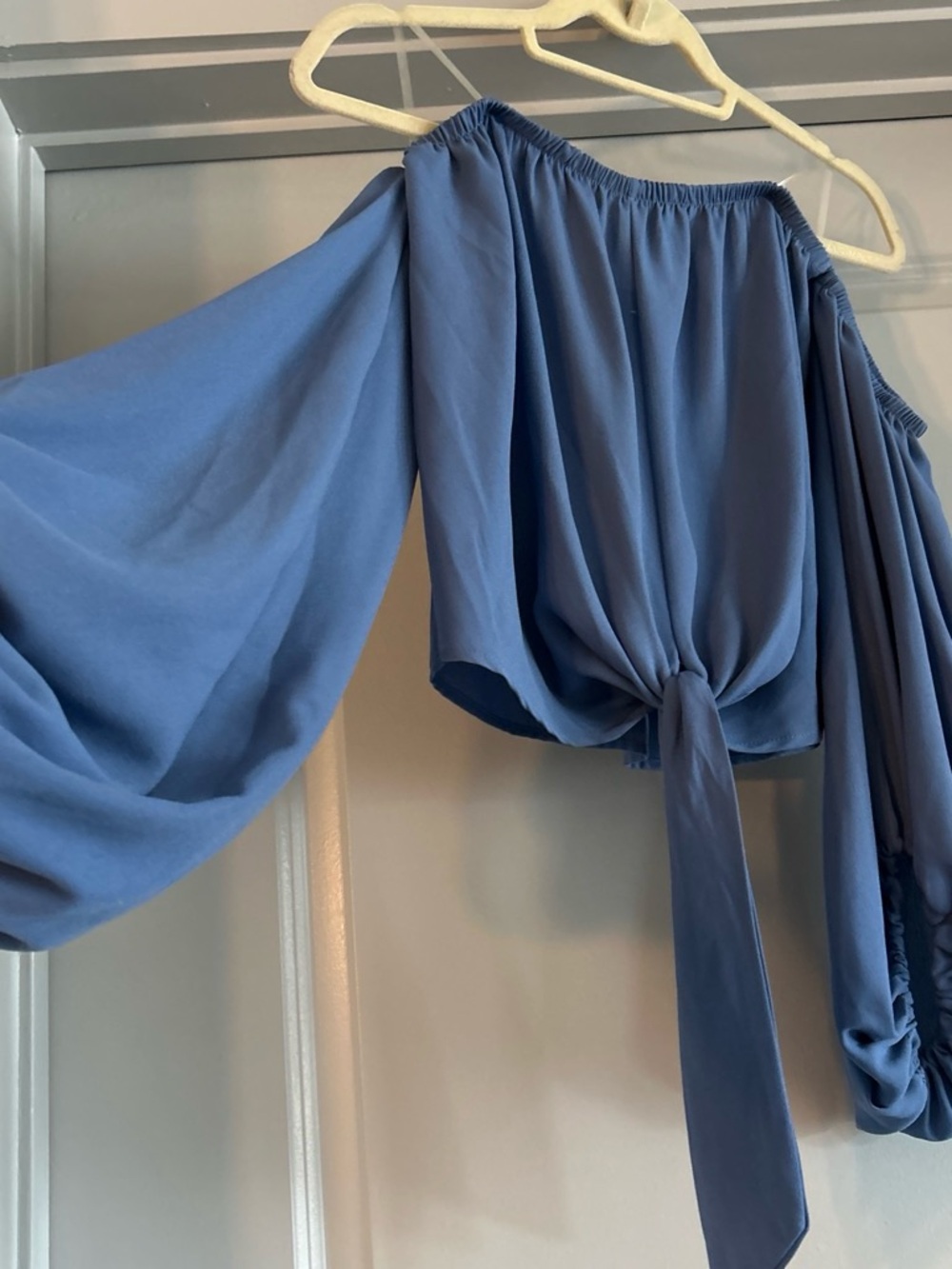 Tyche Blue Off-Shoulder Tie-Front Skirt